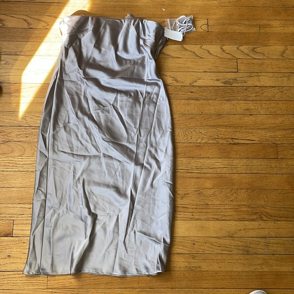 Strapless Charmeuse Midi Cocktail Dress - Picture 6 of 9